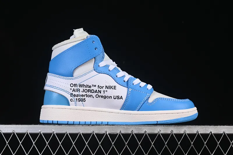 All categories Air Jordan Jordan series basketball shoes Air Jordan 1 High pure original special price Off White x Air Jordan OW AJ1 Joe 1 joint North Carolina blue high-top basketball shoes AQ0818-148